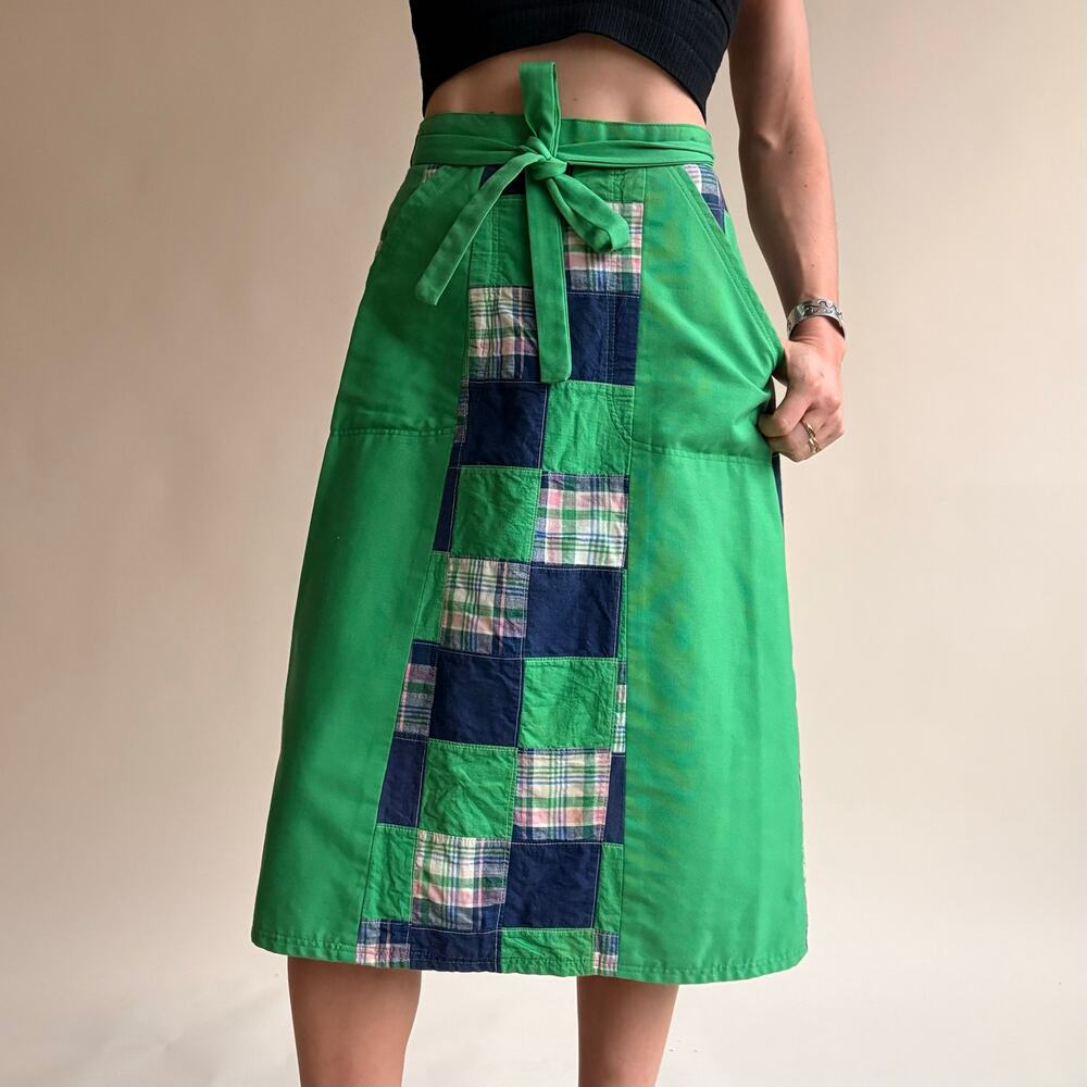 Bay Country Classics Green & Navy Patchwork Wrap Skirt - Reversible, One Size - Picture 4 of 8